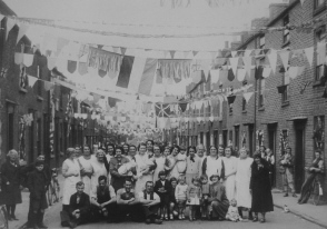 Residents of Compton Street celebrate the coronation, 1937