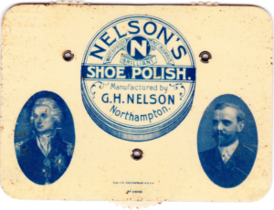 A scoring card for Whist or Bridge advertising G H Nelson's polishes. Showing Admiral Horatio Nelson and George W H Nelson