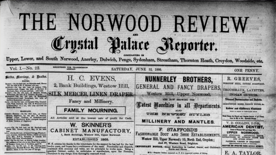 Front page of The Norwood Review, 12 June 1880.