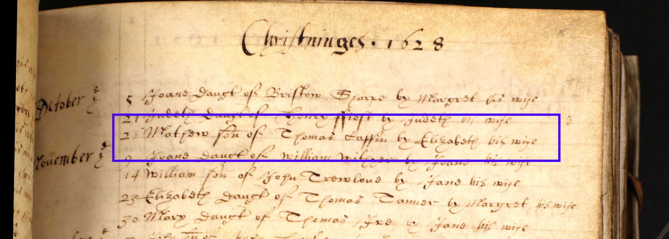 The St Mary, Horsham church register records him as ‘Mathew son of Thomas Caffin by Elizabeth his wife’.