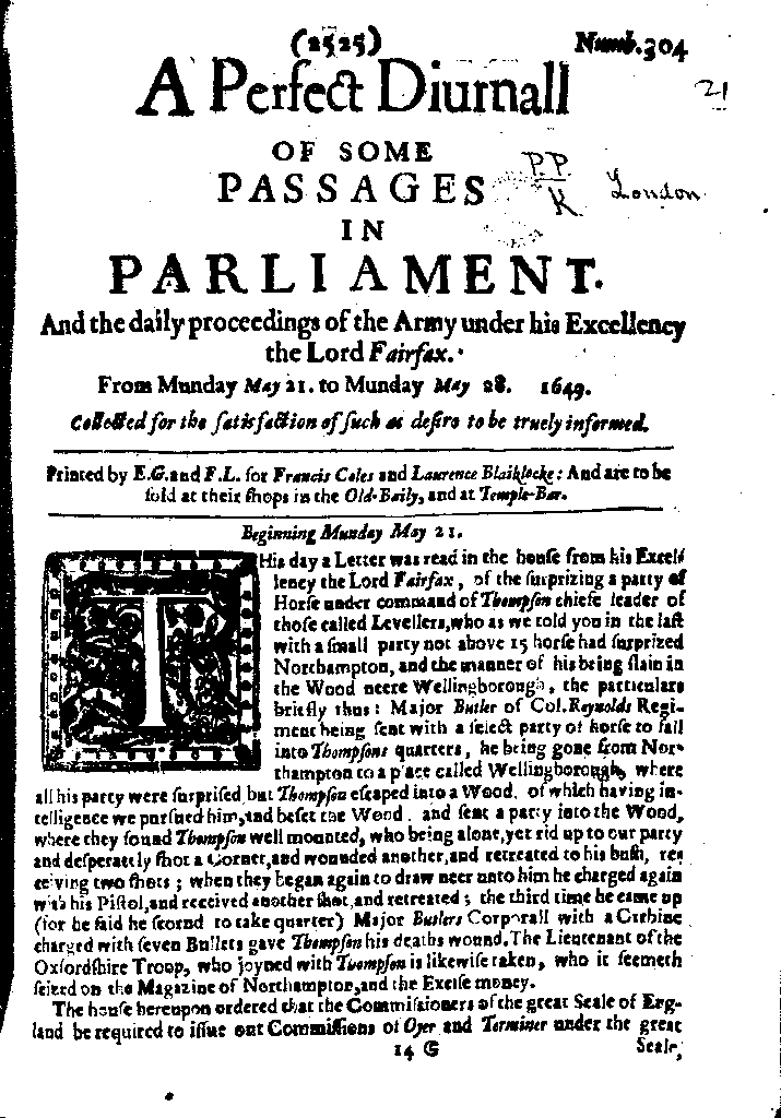A Perfect Diurnall, no. 304, page 1