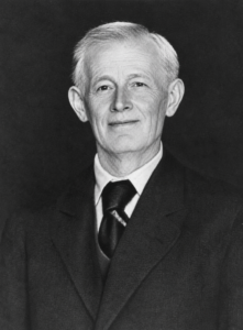 A black and white image of Edmund Moore. AI-generated for a newspaper image,